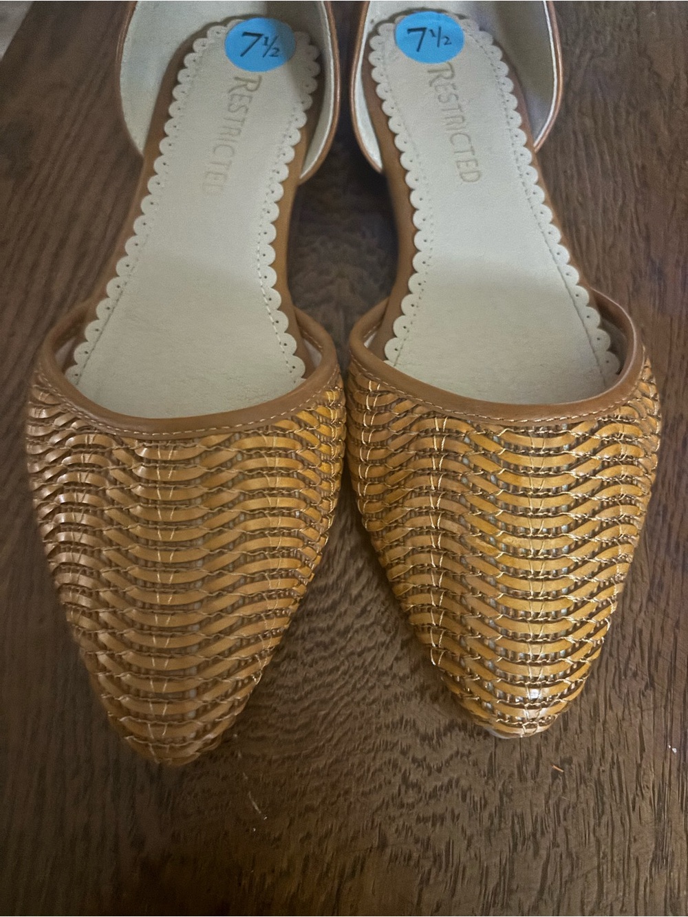 Restricted Woven Pointed-Toe Flats in Brown